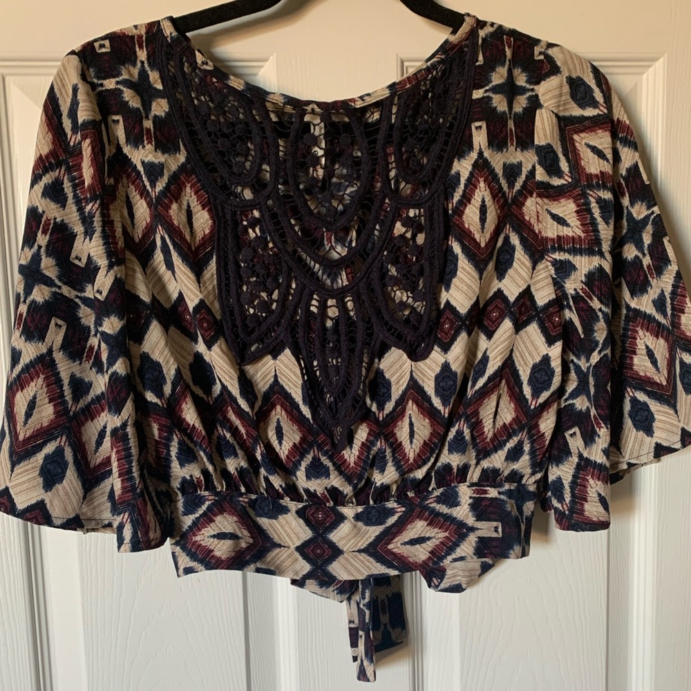 Boutique Event navy crop top size M ties on the back